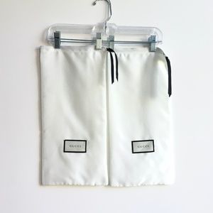 Gucci dust bags / set of 2 / white with black ties